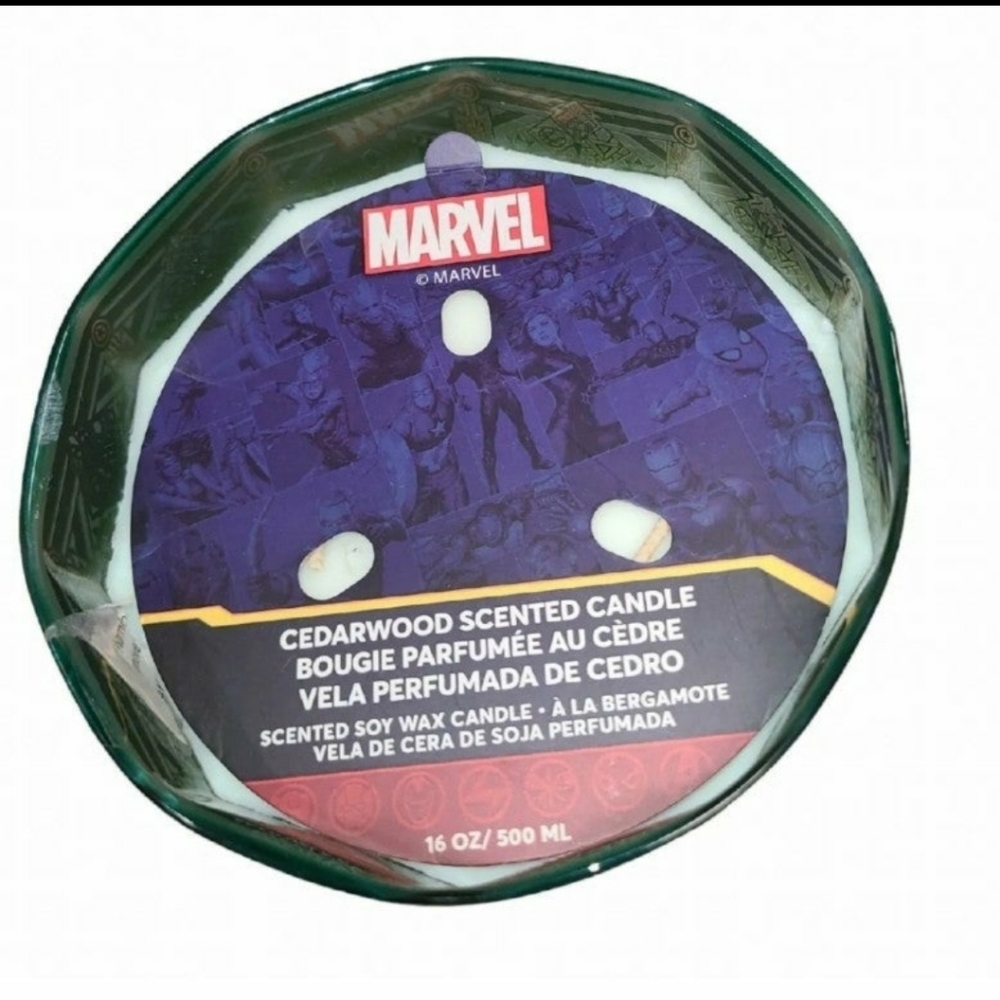 Disney Parks Marvel Cederwood Scented 3 Wick Candle Decorative Glass Holder NEW - Picture 2 of 4